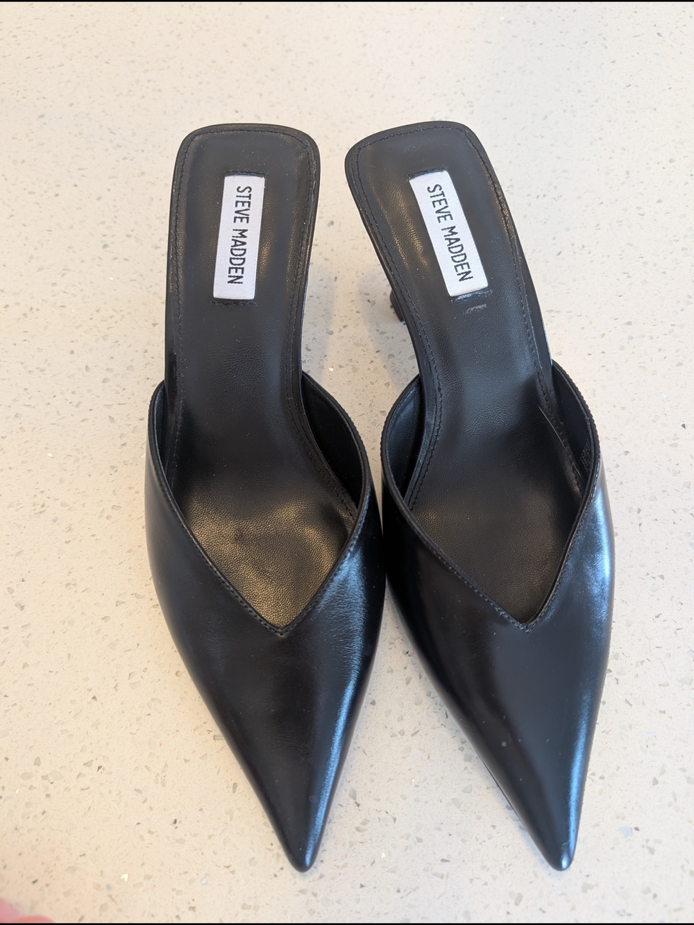 Steve Madden Black Pointed Toe Slip-On Heels